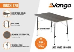 Vango Birch 120 Table -Camping Equipment Store birch 120 infographic medium