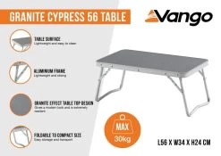 Vango Cypress 56 Camping Table -Camping Equipment Store granite cypress 56 infographic medium