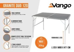 Vango Granite Duo 120 Table -Camping Equipment Store granite duo 120 infographic medium