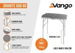 Vango Granite Duo 60 Table -Camping Equipment Store granite duo 60 infographic medium