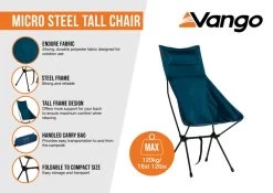 Vango Micro Steel Tall Chair -Camping Equipment Store micro steel tall infographic low res