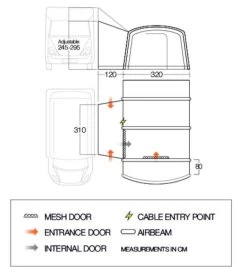 Vango Galli III Tall Air Drive Away Awning -Camping Equipment Store vango 2020 awnings floorplan galli tall 1